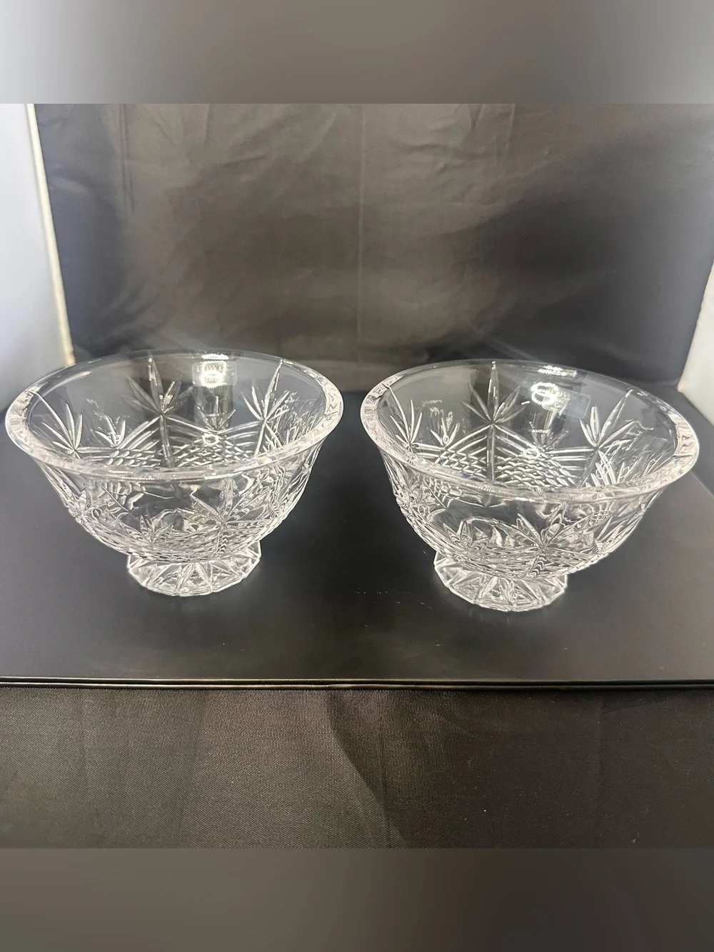 Vintage Towle Austrian Full Lead Crystal Footed Bowls Set of 2